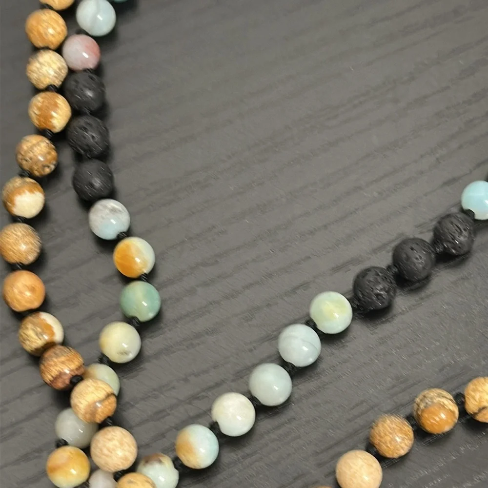 OKIKO Japan 108 Mala Gemstone Bead Hand Knotted Prayer Yoga Meditation Necklace